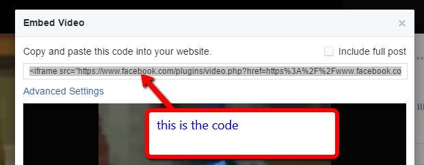 facebook embedded video